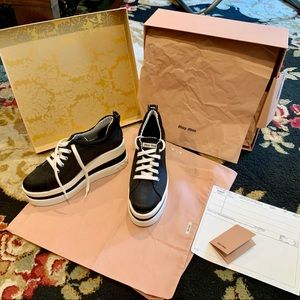 NEW/NEVER WORN Miu Miu Nylon Tech Platform Sneakers size 38/7.5